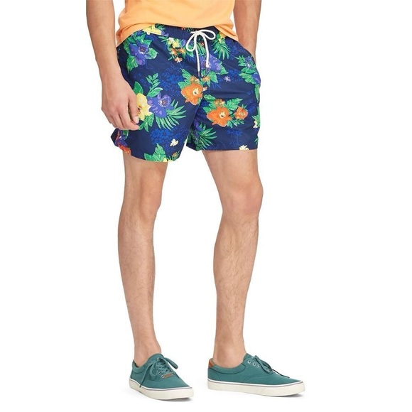 POLO Ralph Lauren Caribbean Floral Print Traveler Swim Short - Picture 1 of 10